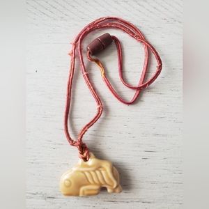 Free Willy mystical whale pendant Necklace Ceramic porcelain Vintage